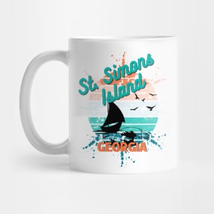 St. Simons Island Retro Vintage Exploding Sunset Mug